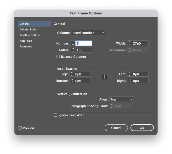 how to add text columns in indesign