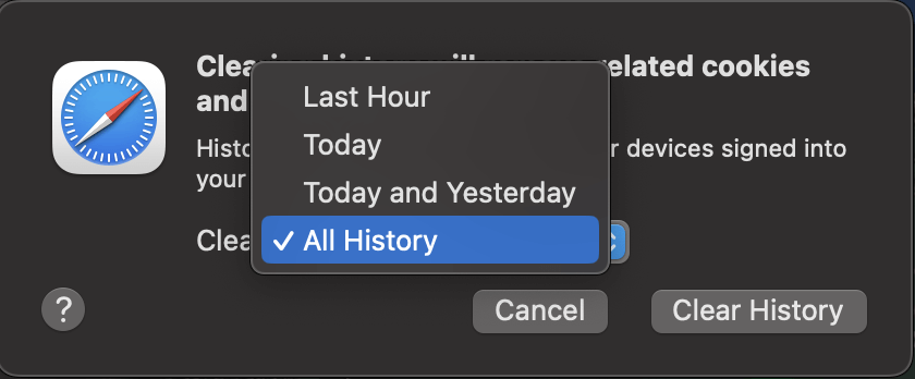 clear history on safari macbook