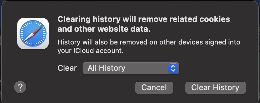 can't clear history safari mac