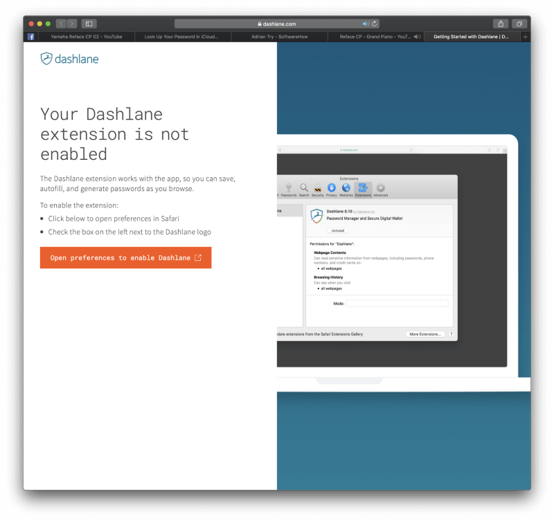 install dashlane extension safari