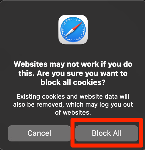 disable cookies safari