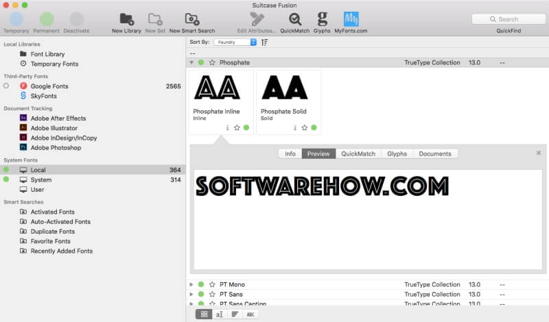 Suitcase font software for mac