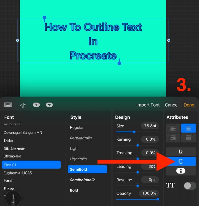 how to edit text color in procreate
