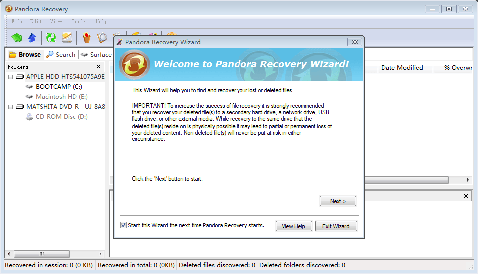 Pandora Recovery Wizard