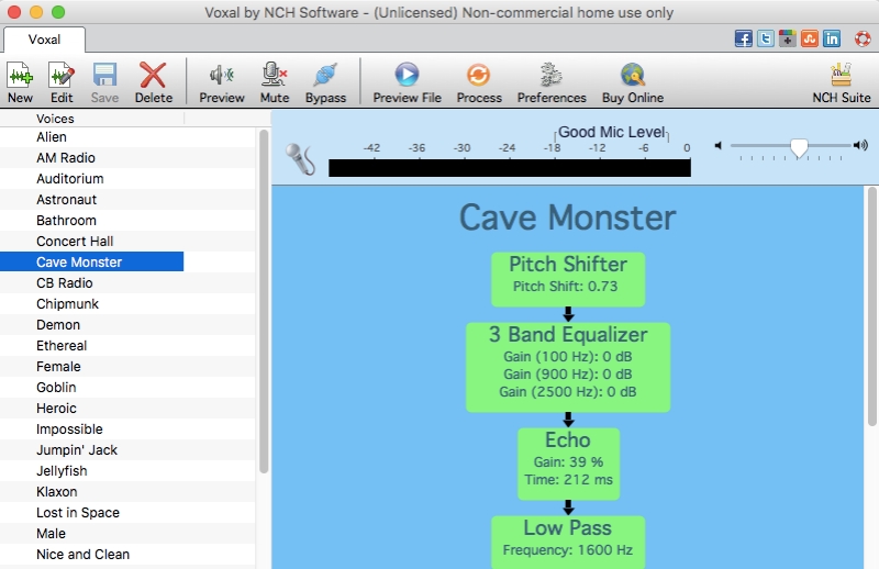 voxal by nch software mic support