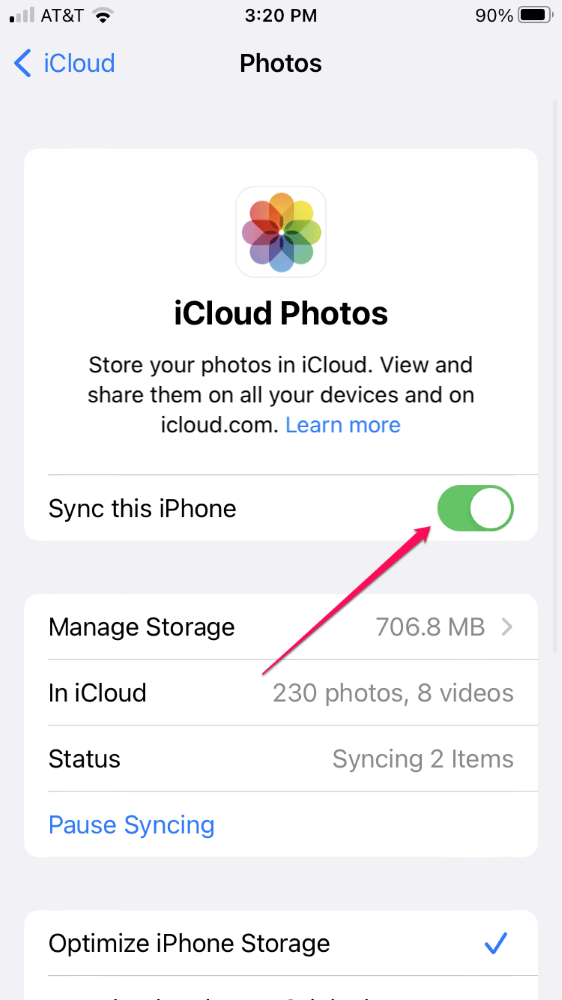 What happens if I sync my photos?