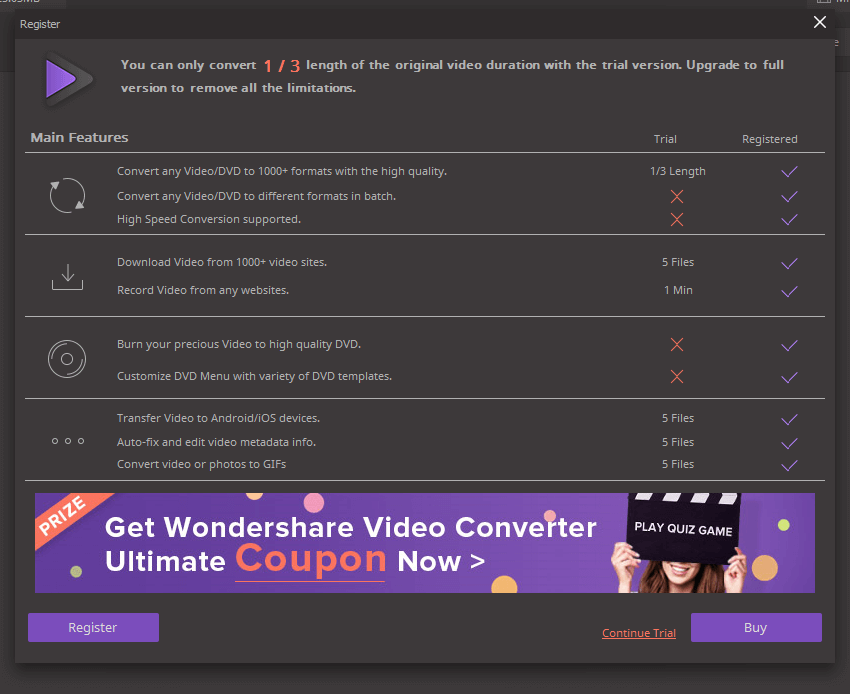 wondershare video converter free vs paid