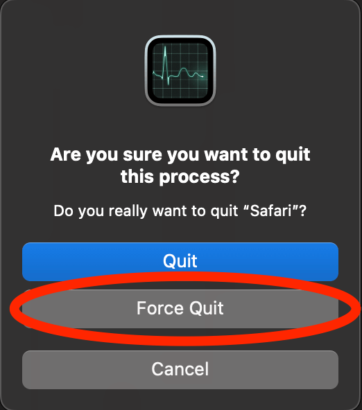 can't force quit safari on mac