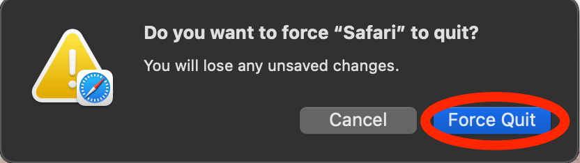 safari not force quitting on mac