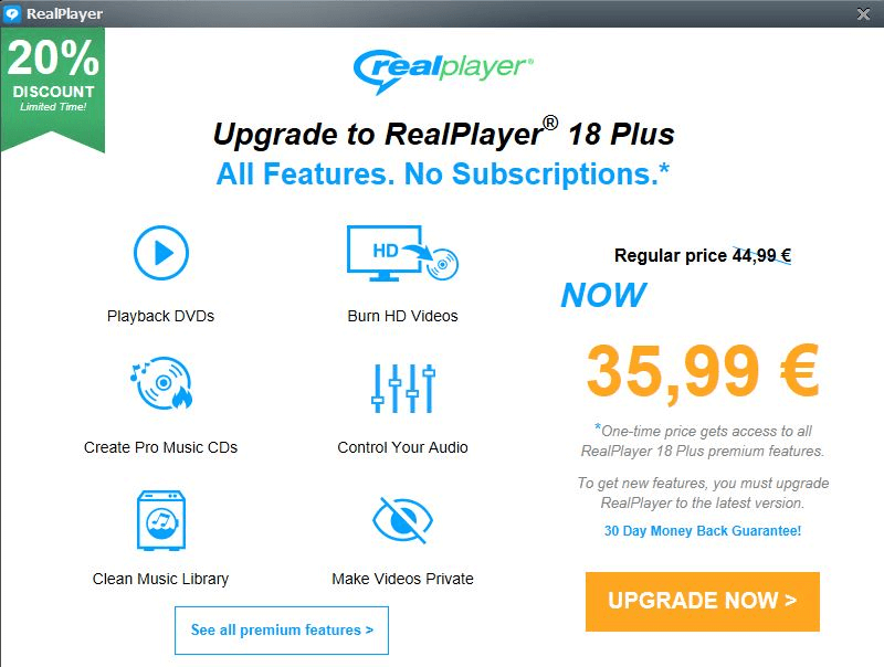 how to remove realplayer ads