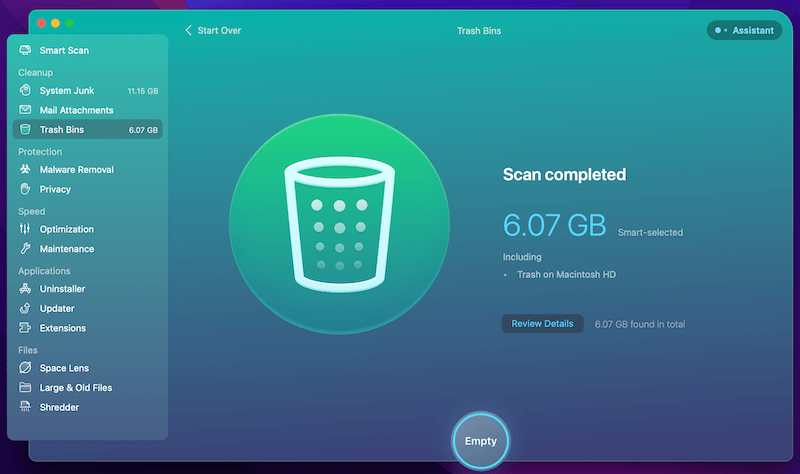 CleanMyMac X Trash Bins