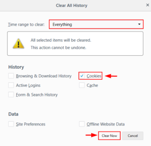 how do i clear cookies and cache on windows 10