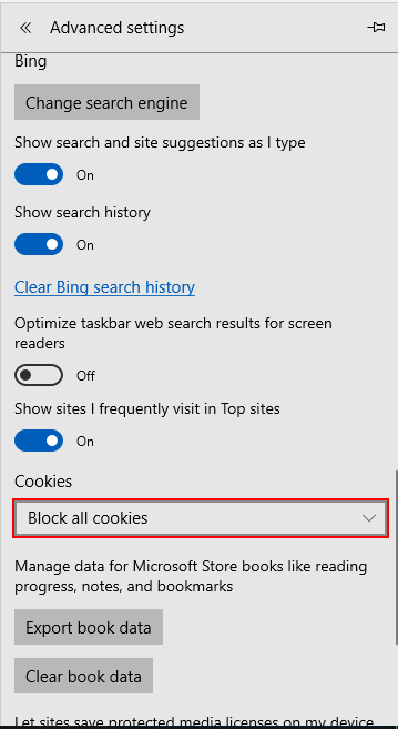 how to delete cookies on windows 10 microsoft edge