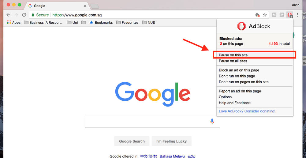 disable ad blocker chrome