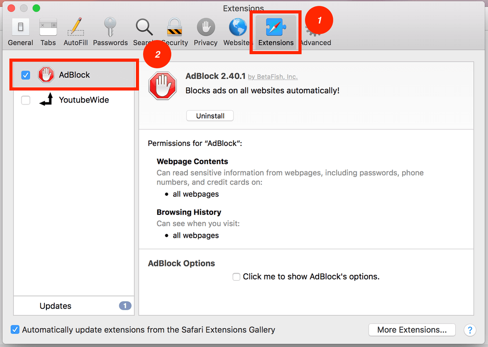 safari adblock delete