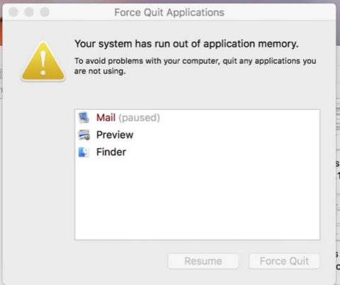ran out of memory mac