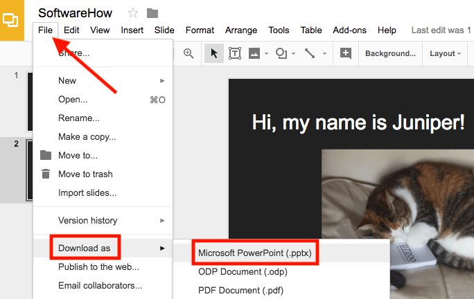 how to download a presentation from google slides