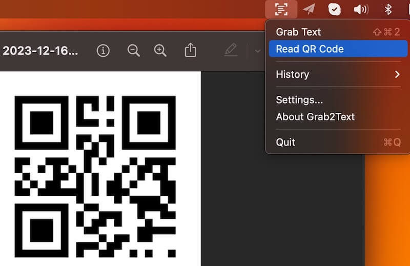 Grab2Text extract QR code
