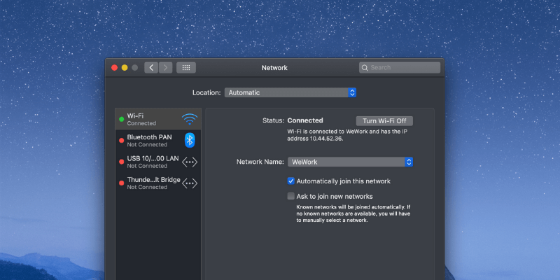 network settings macos dark mode