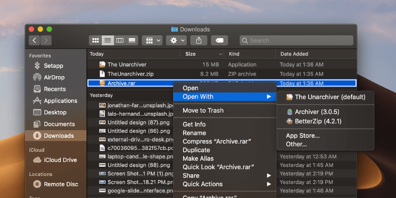 extract winrar files on mac