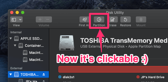 how to partition external drive on imac