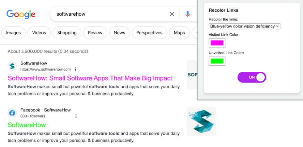 Recolor Links: Change Link Colors on SERPs & Websites