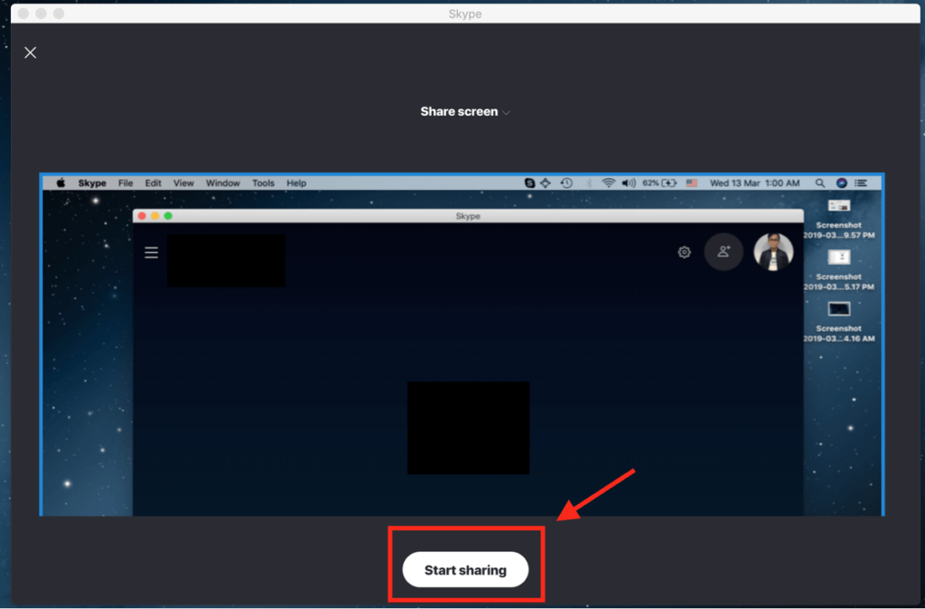how to share screen in skype using mac