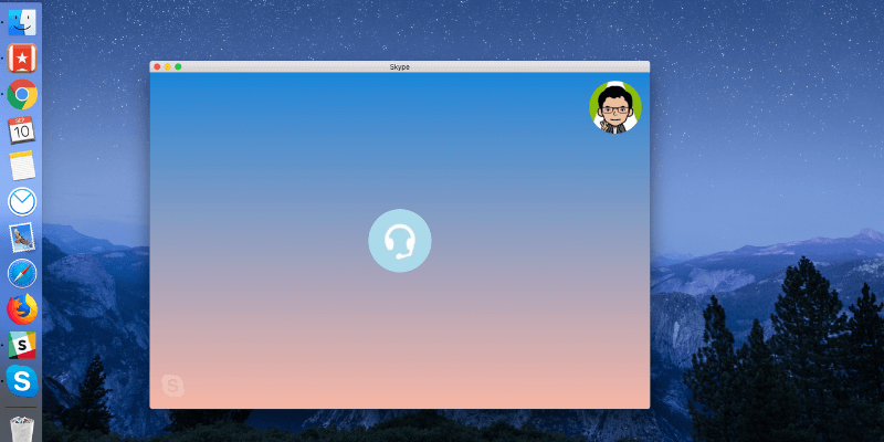 Skype app running on Mac